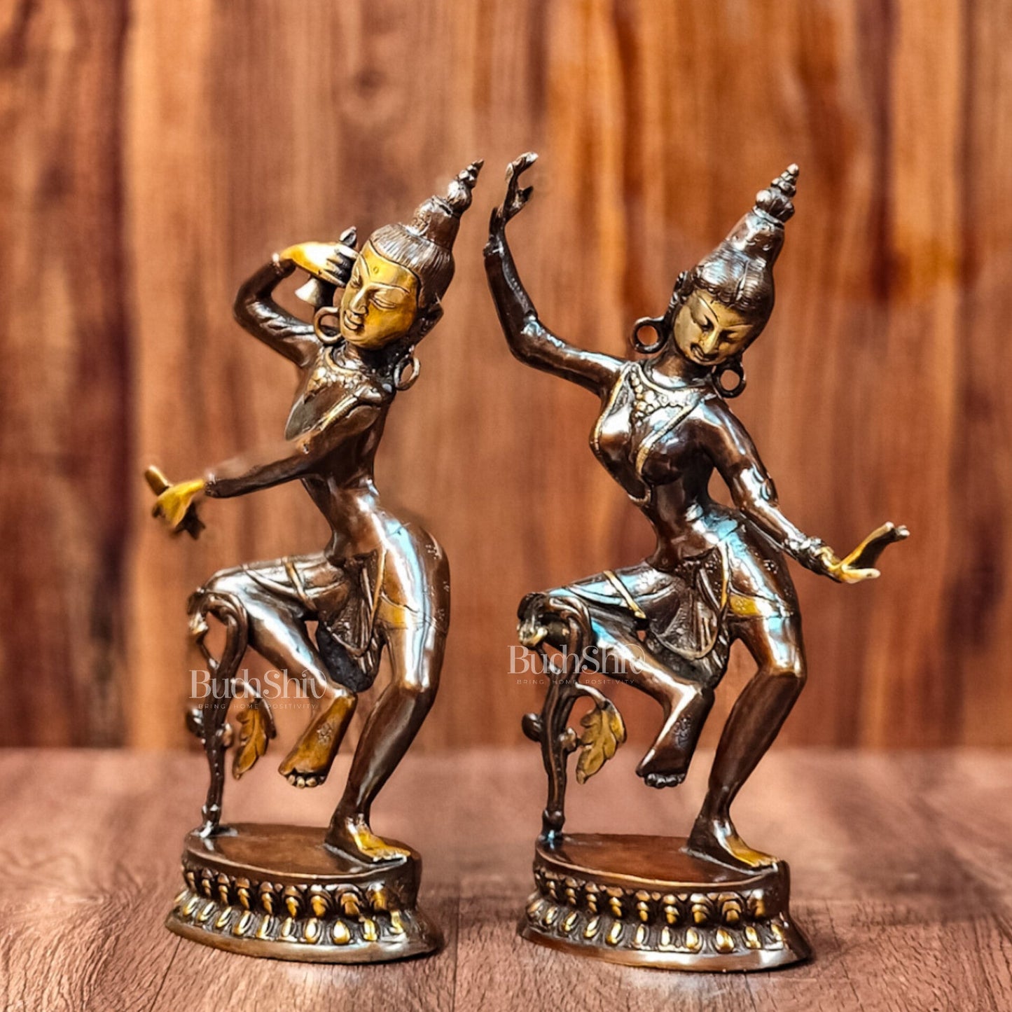 Exquisite 15-Inch Nepalese Brass Lord Shiva and Parvati Dancing Idols