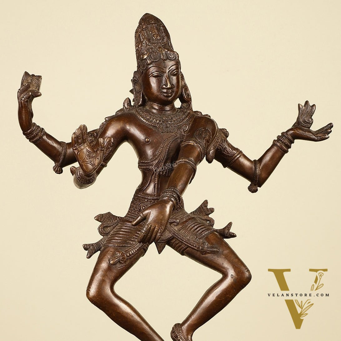 Exquisite 16-inch Brass Dancing Lord Shiva Statue