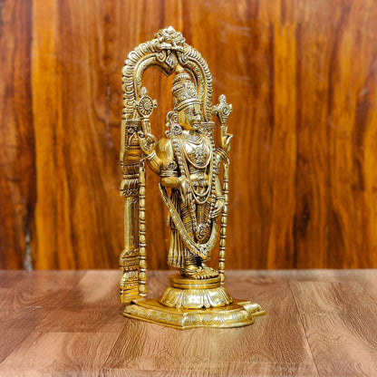 Exquisite 17-Inch Brass Tirupati Balaji Lord Venkateshwara with Frame and Hanging Mala