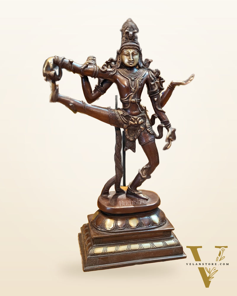 Exquisite 18-Inch Brass Dancing Shiva Nataraja Idol