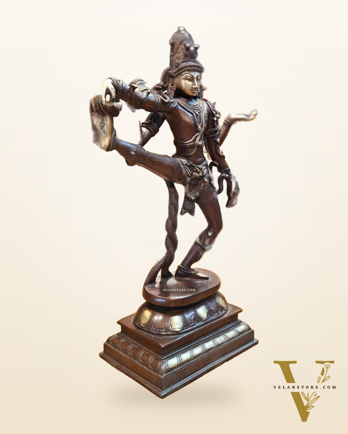 Exquisite 18-Inch Brass Dancing Shiva Nataraja Idol