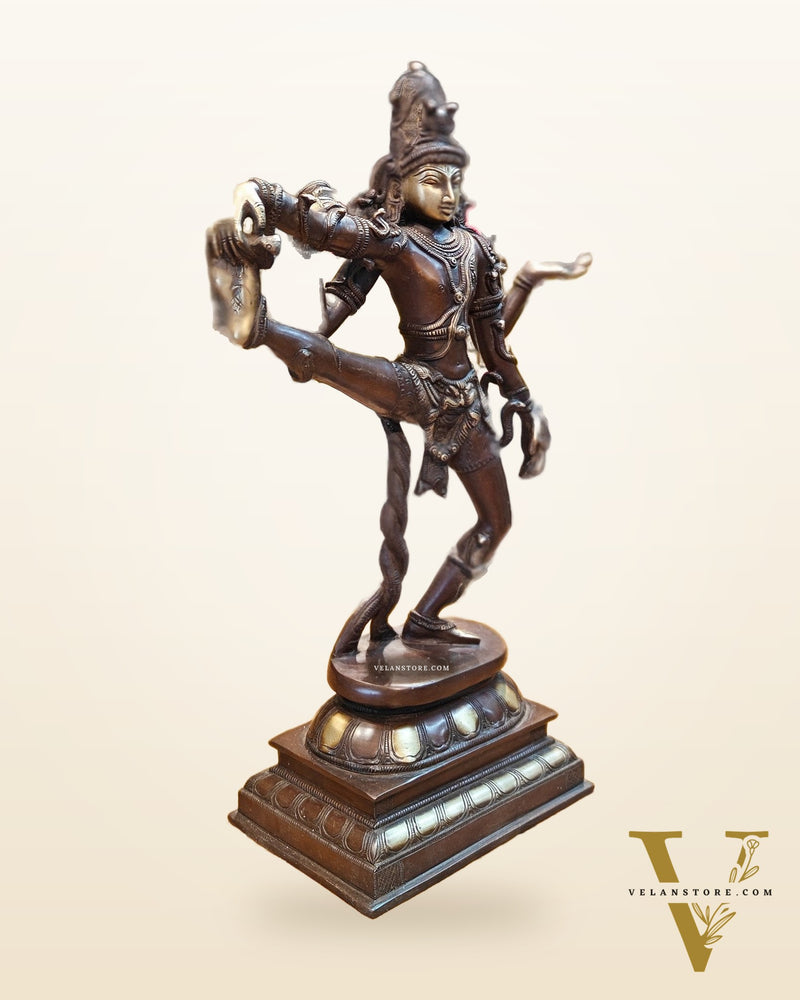 Exquisite 18-Inch Brass Dancing Shiva Nataraja Idol