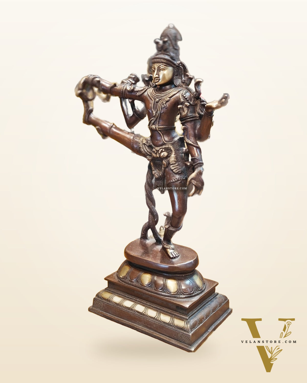Exquisite 18-Inch Brass Dancing Shiva Nataraja Idol