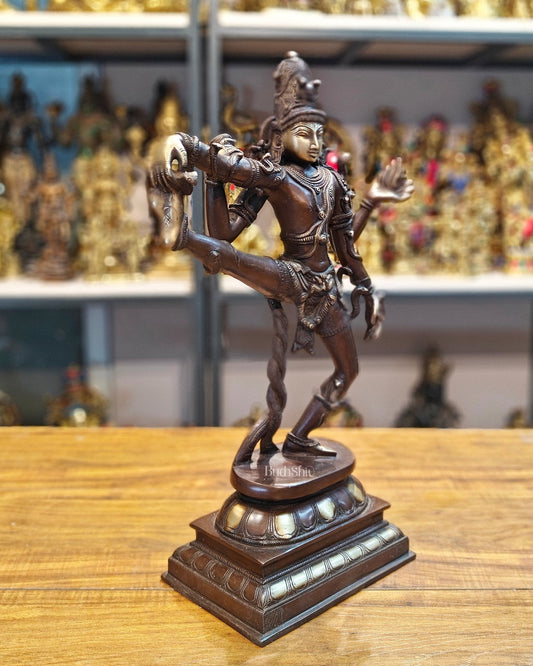 Exquisite 18-Inch Brass Dancing Shiva Nataraja Idol