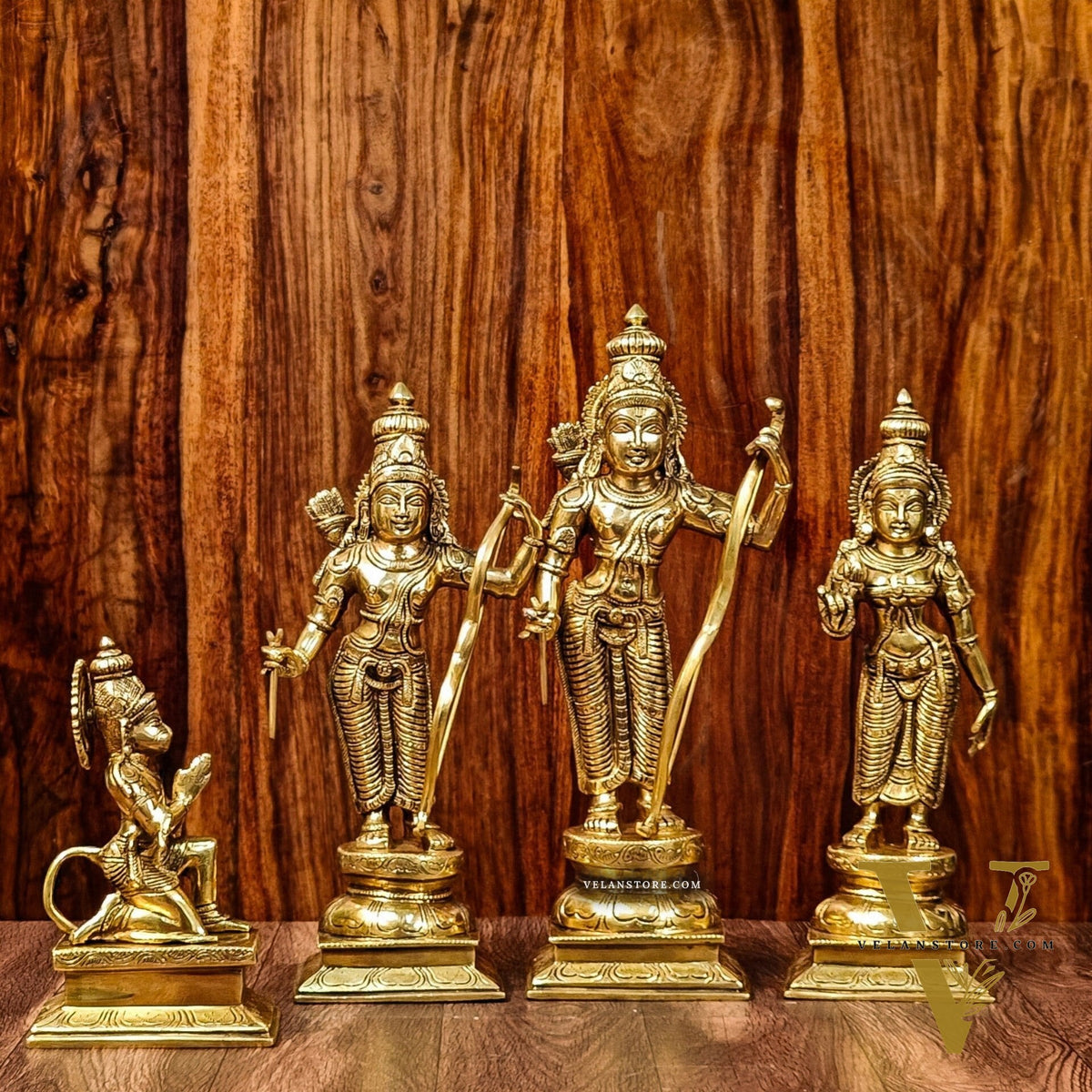 Exquisite 18-Inch Brass Ramdarbar Statues