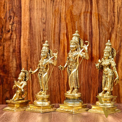 Exquisite 18-Inch Brass Ramdarbar Statues