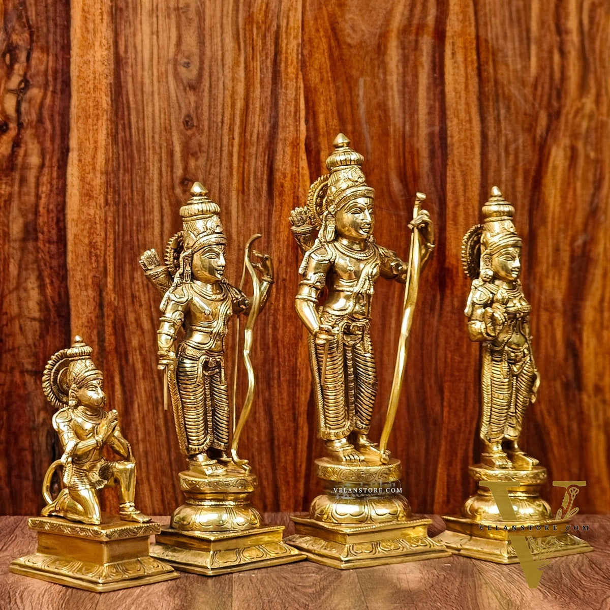 Exquisite 18-Inch Brass Ramdarbar Statues