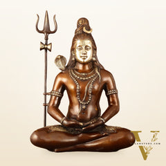Exquisite 20 Inch Brass Lord Shiva Idol - Meditative Posture