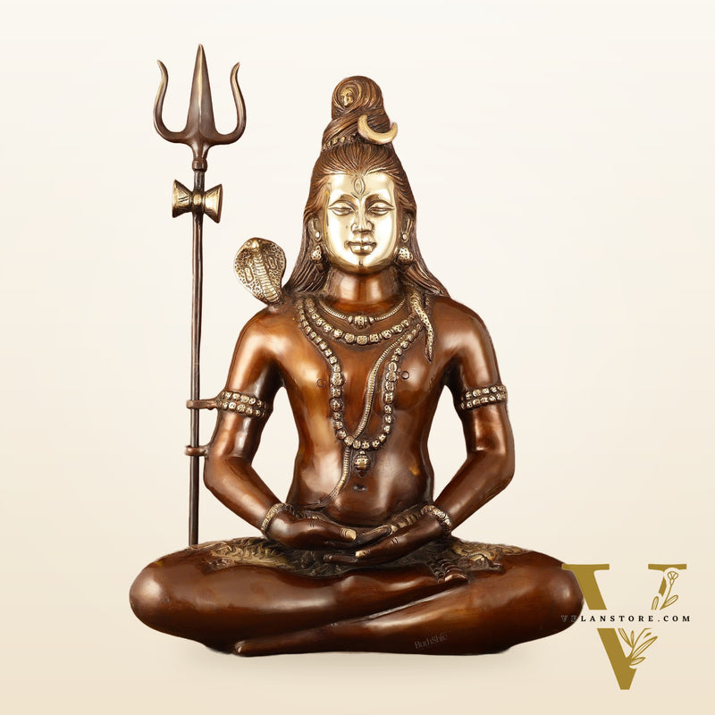 Exquisite 20 Inch Brass Lord Shiva Idol - Meditative Posture