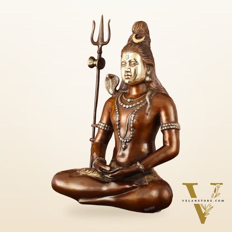 Exquisite 20 Inch Brass Lord Shiva Idol - Meditative Posture