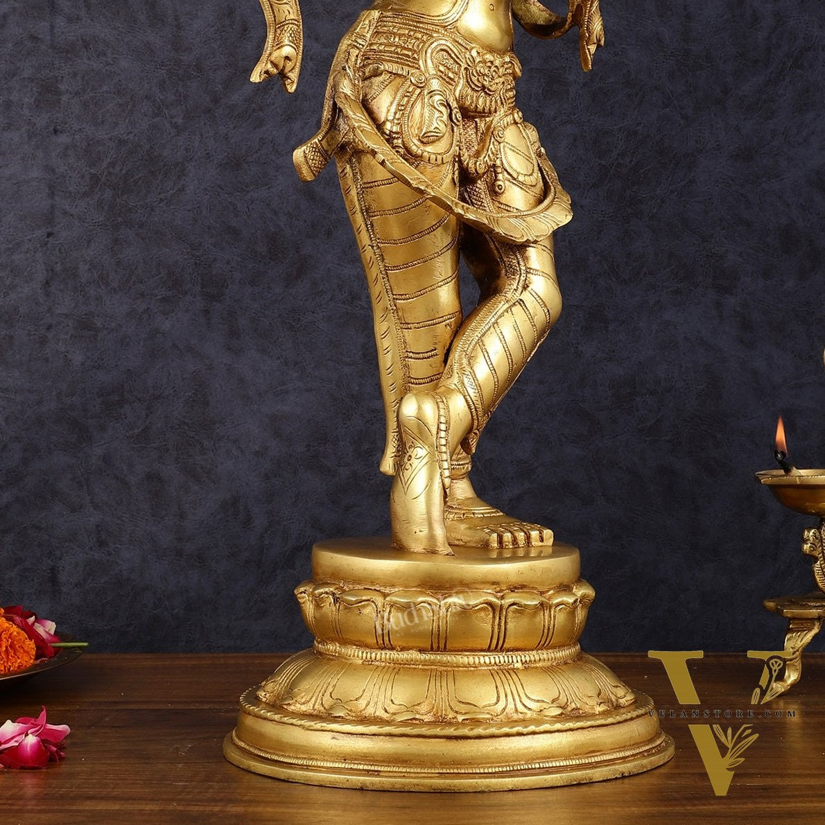 Exquisite 22-Inch Pure Brass Lord Krishna Statue
