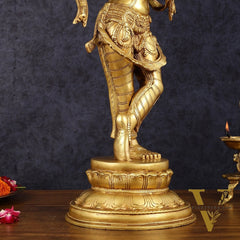 Exquisite 22-Inch Pure Brass Lord Krishna Statue