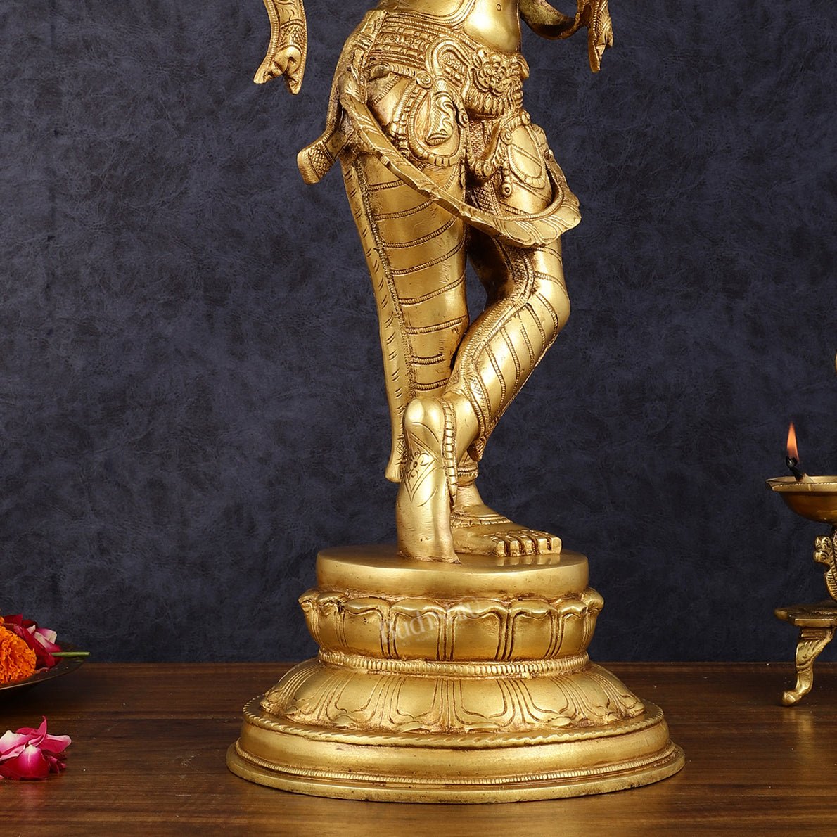 Exquisite 22-Inch Pure Brass Lord Krishna Statue