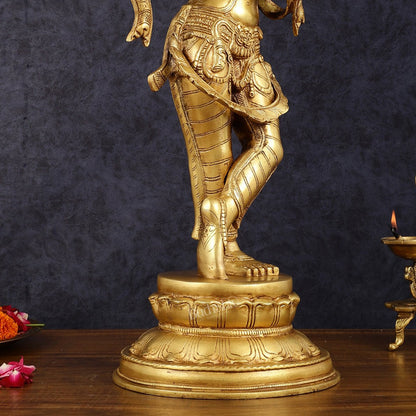 Exquisite 22-Inch Pure Brass Lord Krishna Statue