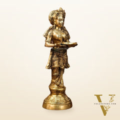 Exquisite 23-Inch Deep Lakshmi Brass Statue - Gleaming Grace