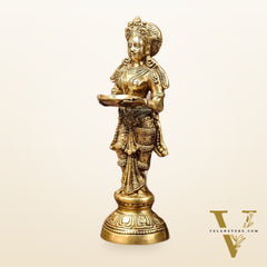 Exquisite 23-Inch Deep Lakshmi Brass Statue - Gleaming Grace