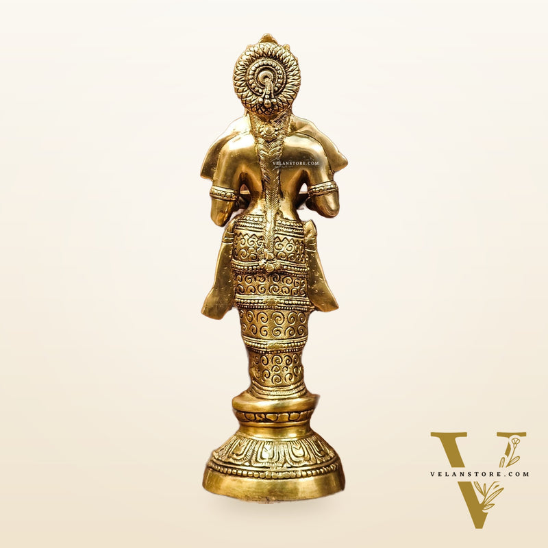 Exquisite 23-Inch Deep Lakshmi Brass Statue - Gleaming Grace