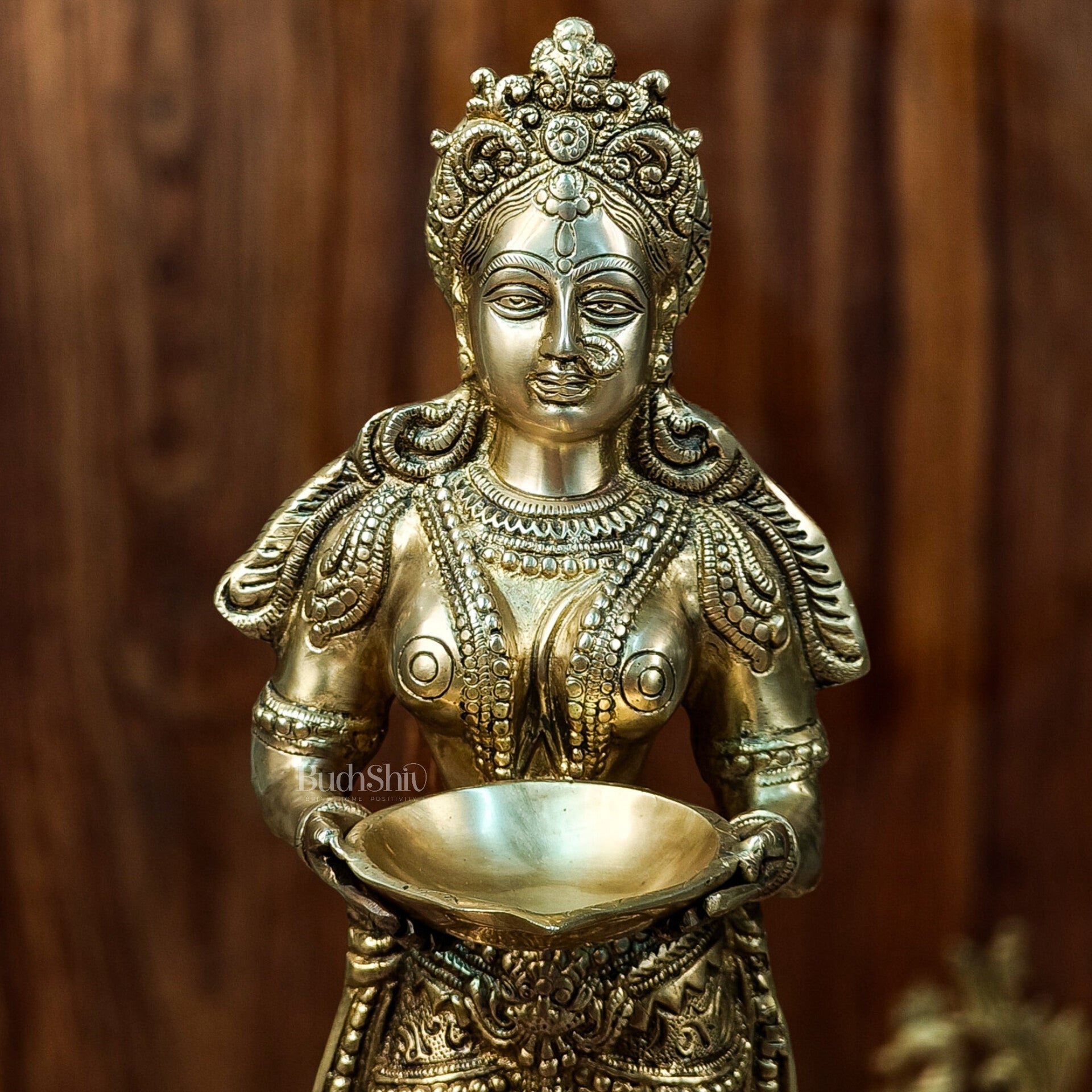 Exquisite 23-Inch Deep Lakshmi Brass Statue - Gleaming Grace