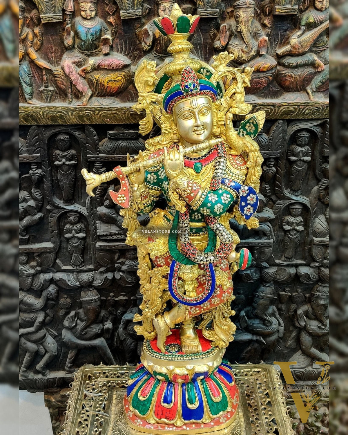 Exquisite 36" Brass Superfine Krishna Statue