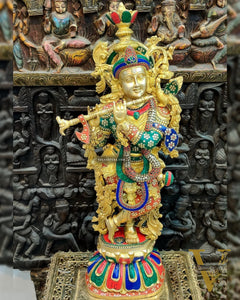 Exquisite 36" Brass Superfine Krishna Statue
