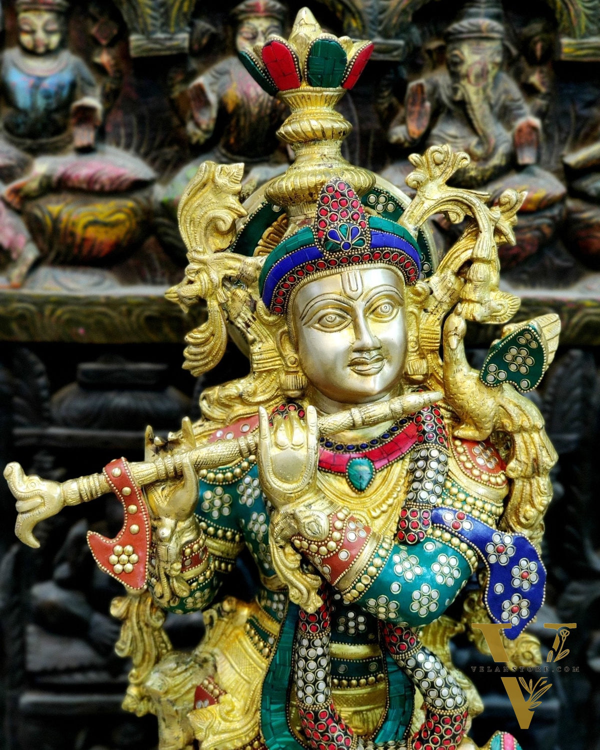 Exquisite 36" Brass Superfine Krishna Statue
