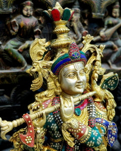 Exquisite 36" Brass Superfine Krishna Statue