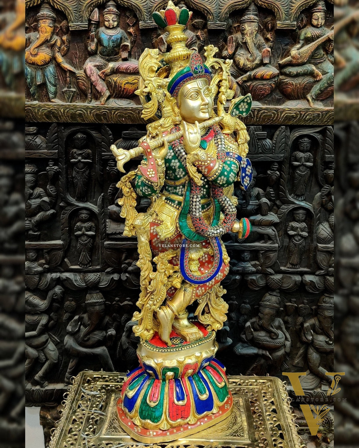 Exquisite 36" Brass Superfine Krishna Statue