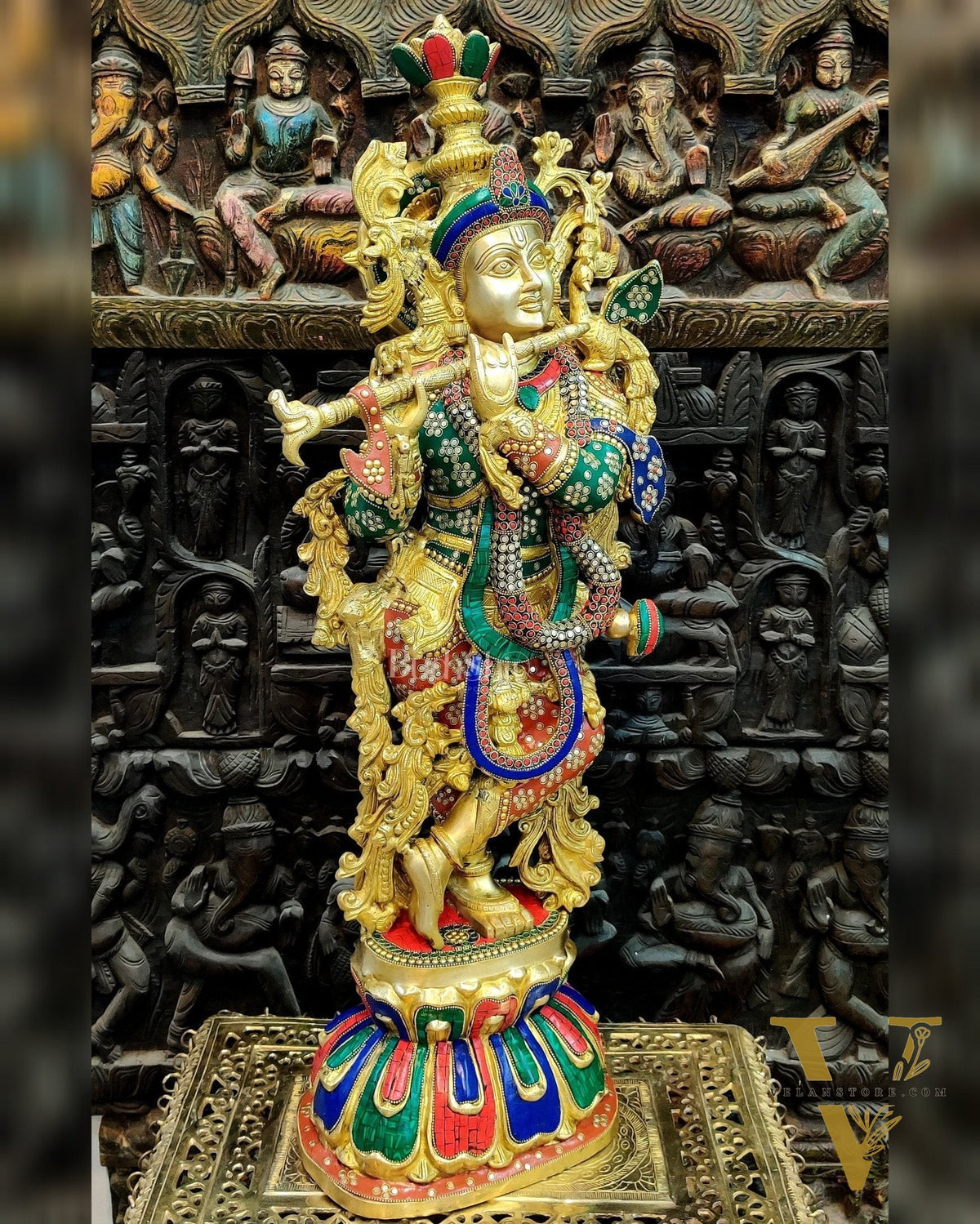 Exquisite 36" Brass Superfine Krishna Statue