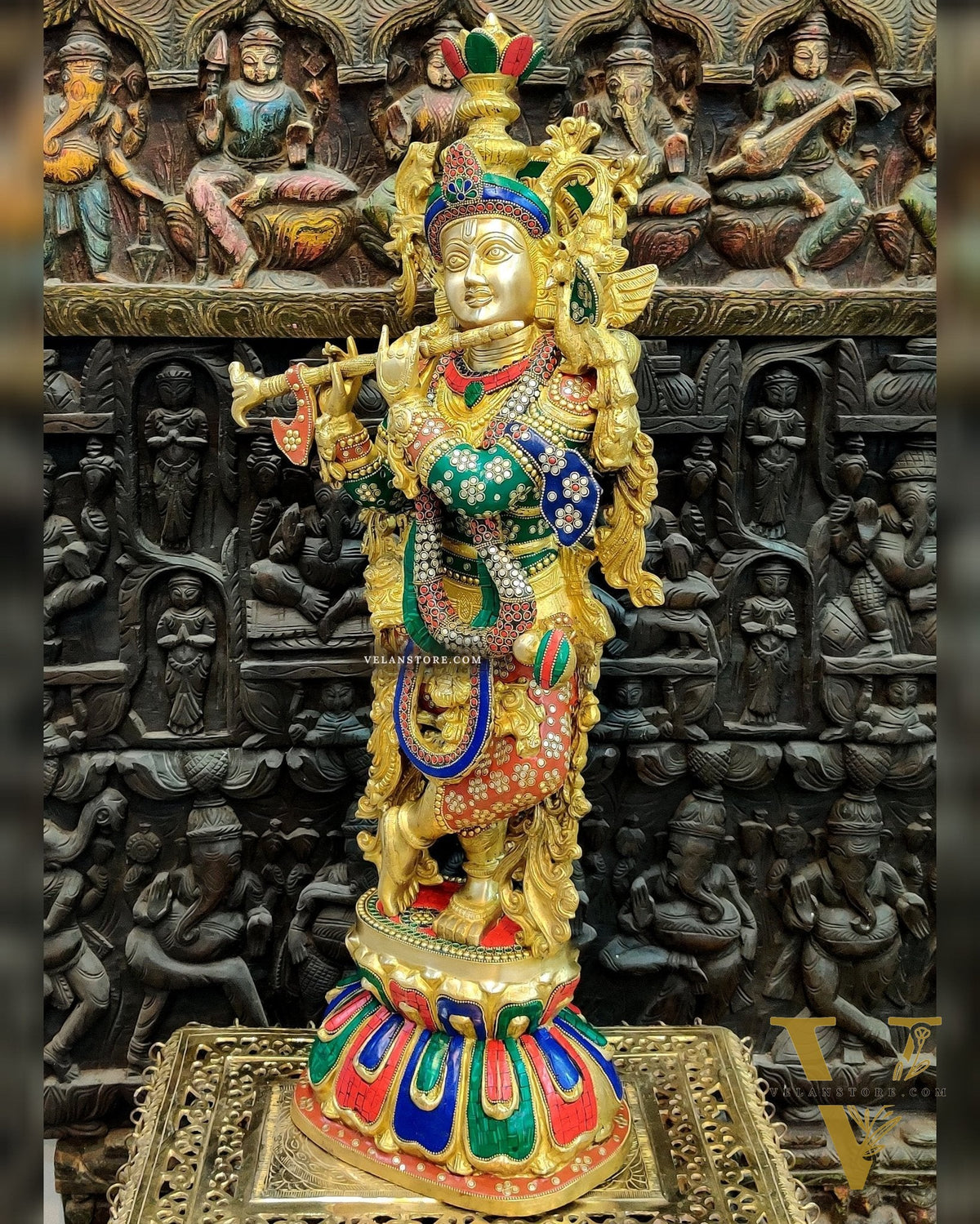 Exquisite 36" Brass Superfine Krishna Statue