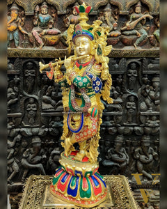 Exquisite 36" Brass Superfine Krishna Statue