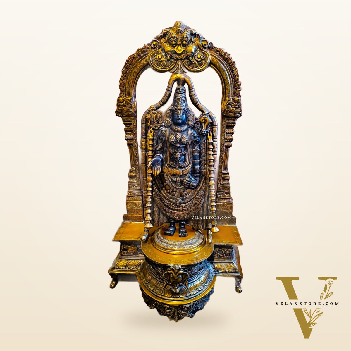 Exquisite 3ft Brass Tirupati Balaji Arch Statue | Superfine Craftsmanship