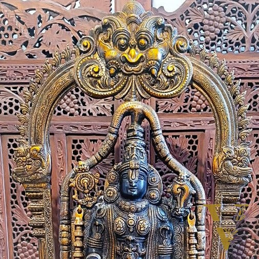 Exquisite 3ft Brass Tirupati Balaji Arch Statue | Superfine Craftsmanship
