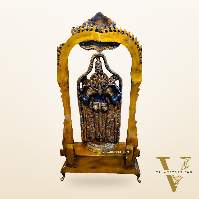 Exquisite 3ft Brass Tirupati Balaji Arch Statue | Superfine Craftsmanship
