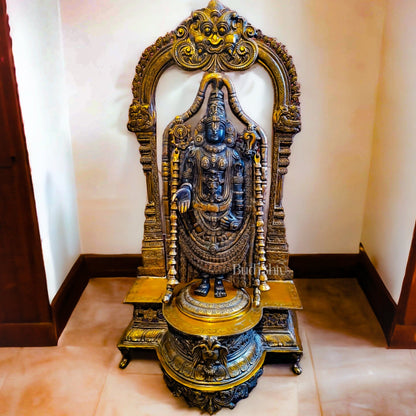 Exquisite 3ft Brass Tirupati Balaji Arch Statue | Superfine Craftsmanship