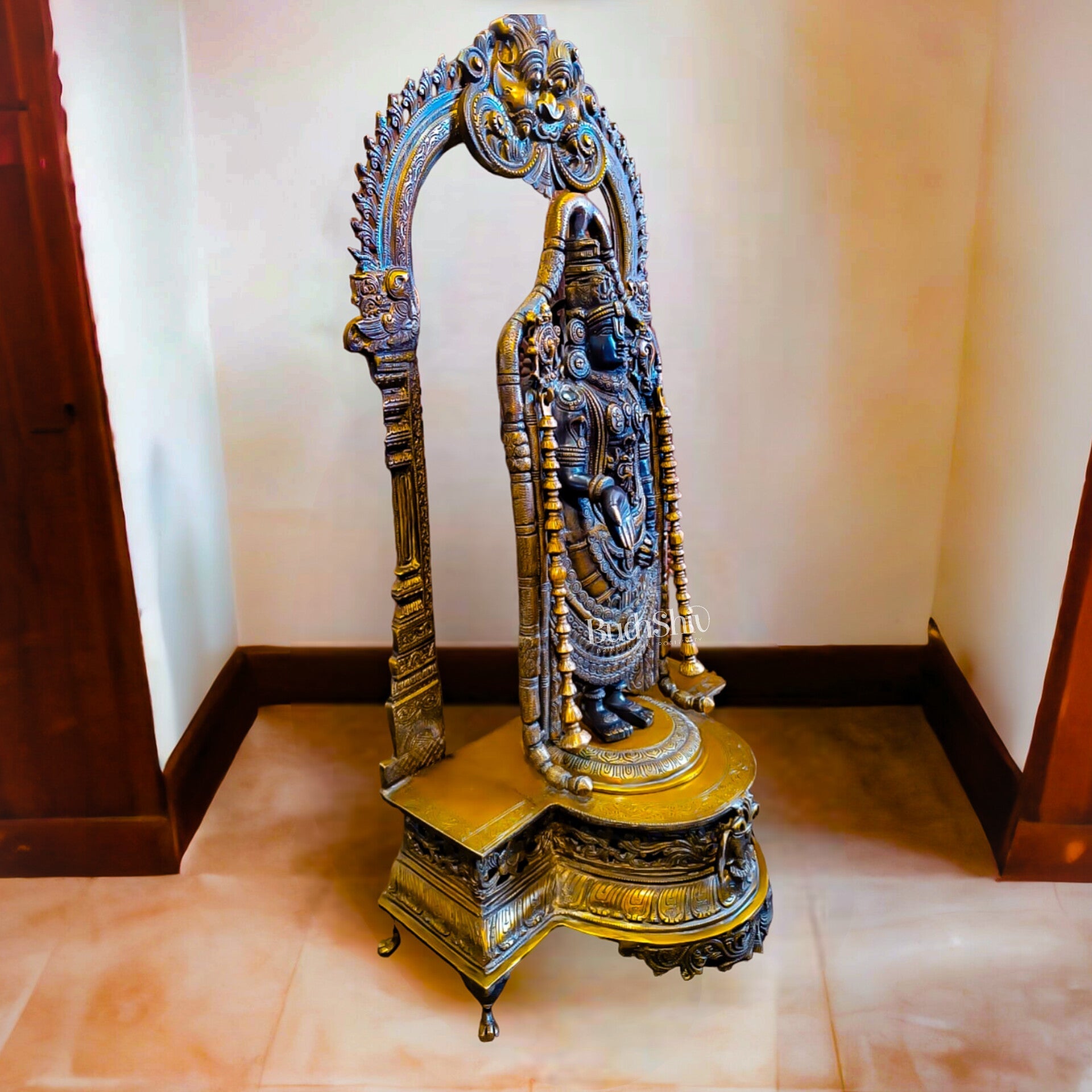 Exquisite 3ft Brass Tirupati Balaji Arch Statue | Superfine Craftsmanship