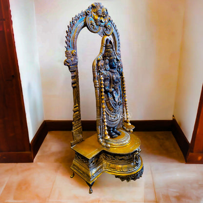 Exquisite 3ft Brass Tirupati Balaji Arch Statue | Superfine Craftsmanship