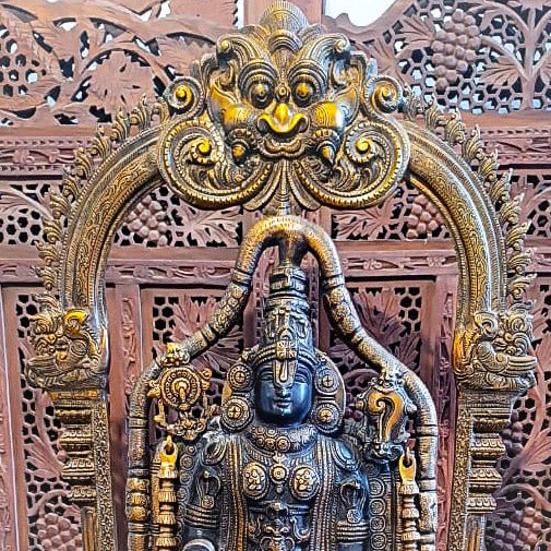 Exquisite 3ft Brass Tirupati Balaji Arch Statue | Superfine Craftsmanship