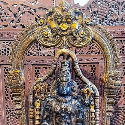 Exquisite 3ft Brass Tirupati Balaji Arch Statue | Superfine Craftsmanship