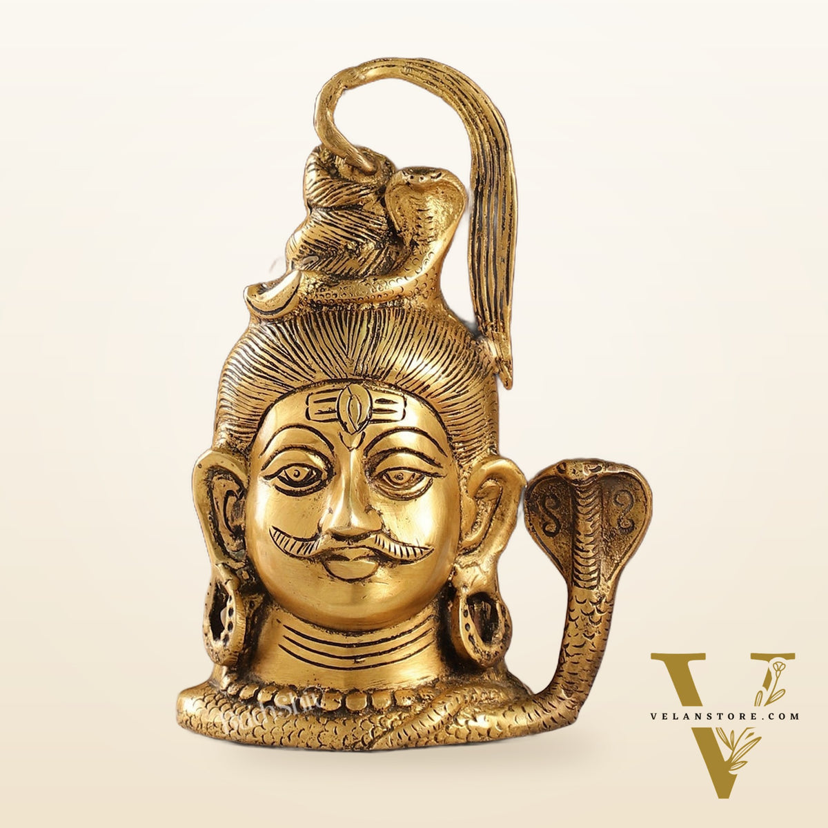 Exquisite 7-Inch Brass Lord Shiva mahakaal mukhalingam Bust Face Statue