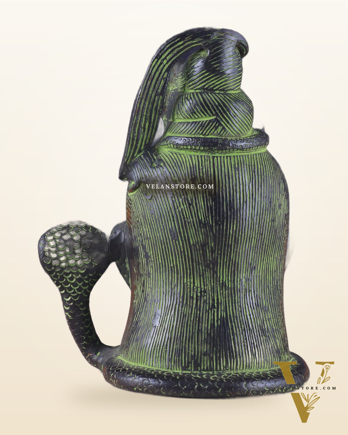 Exquisite 7-Inch Brass Lord Shiva mahakaal mukhalingam Bust Face Statue black and green tone
