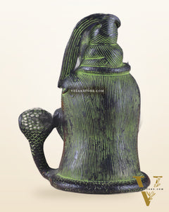 Exquisite 7-Inch Brass Lord Shiva mahakaal mukhalingam Bust Face Statue black and green tone