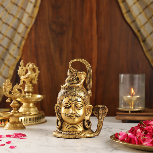 Exquisite 7-Inch Brass Lord Shiva mahakaal mukhalingam Bust Face Statue