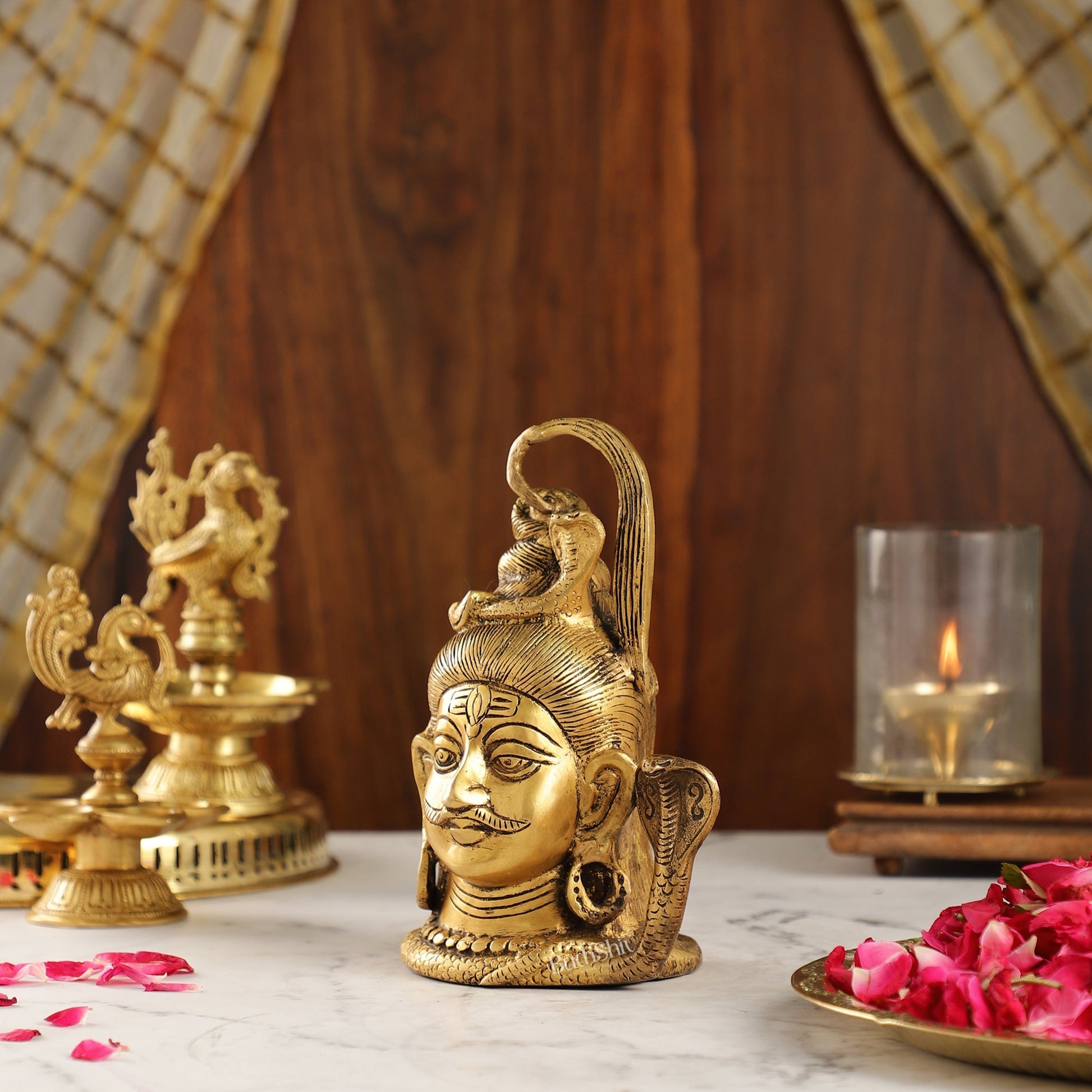 Exquisite 7-Inch Brass Lord Shiva mahakaal mukhalingam Bust Face Statue