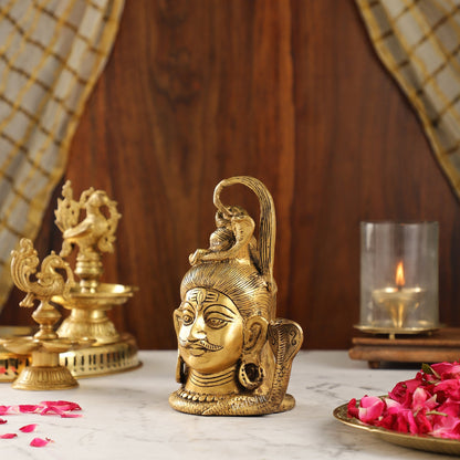 Exquisite 7-Inch Brass Lord Shiva mahakaal mukhalingam Bust Face Statue