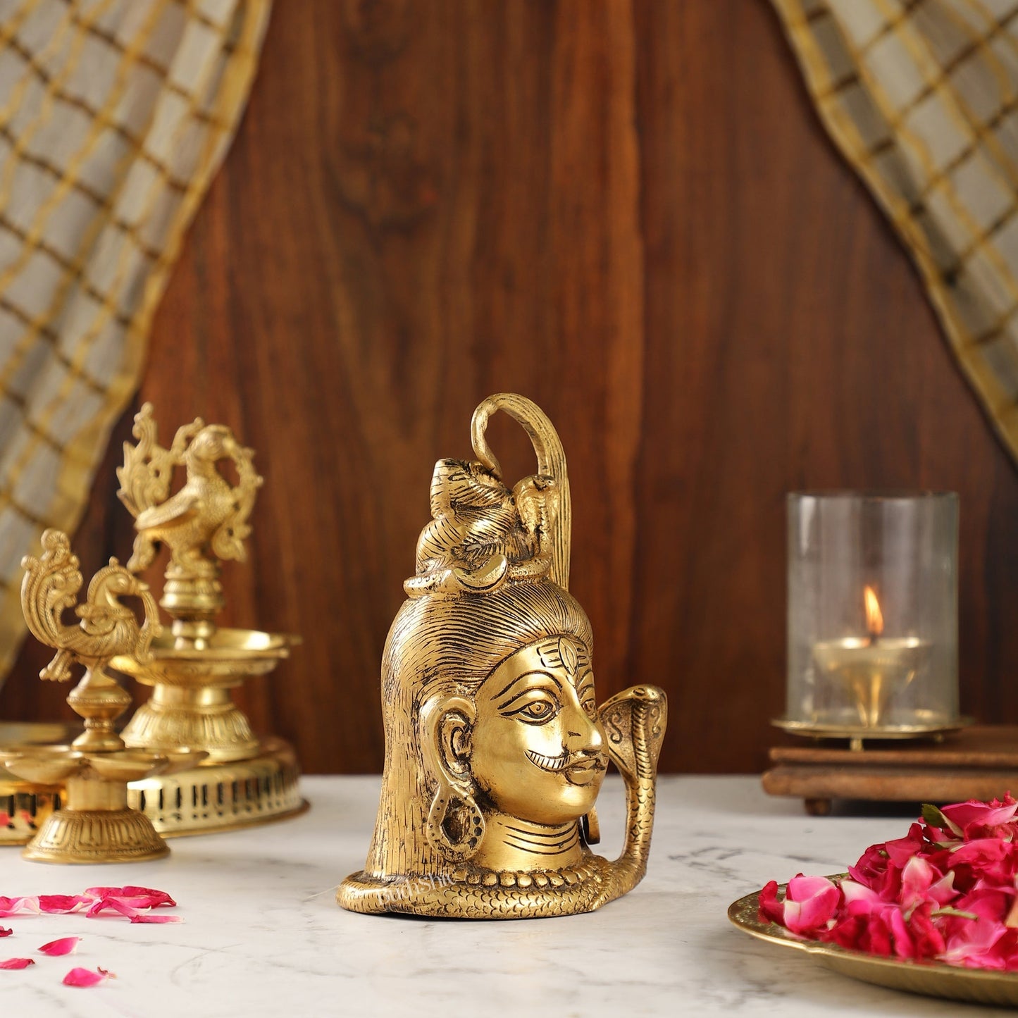 Exquisite 7-Inch Brass Lord Shiva mahakaal mukhalingam Bust Face Statue