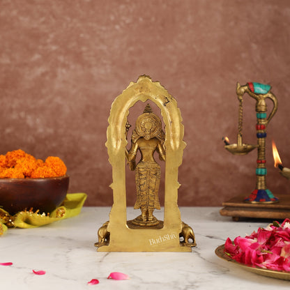Exquisite 9-Inch Brass Gajalakshmi Idol with Arch