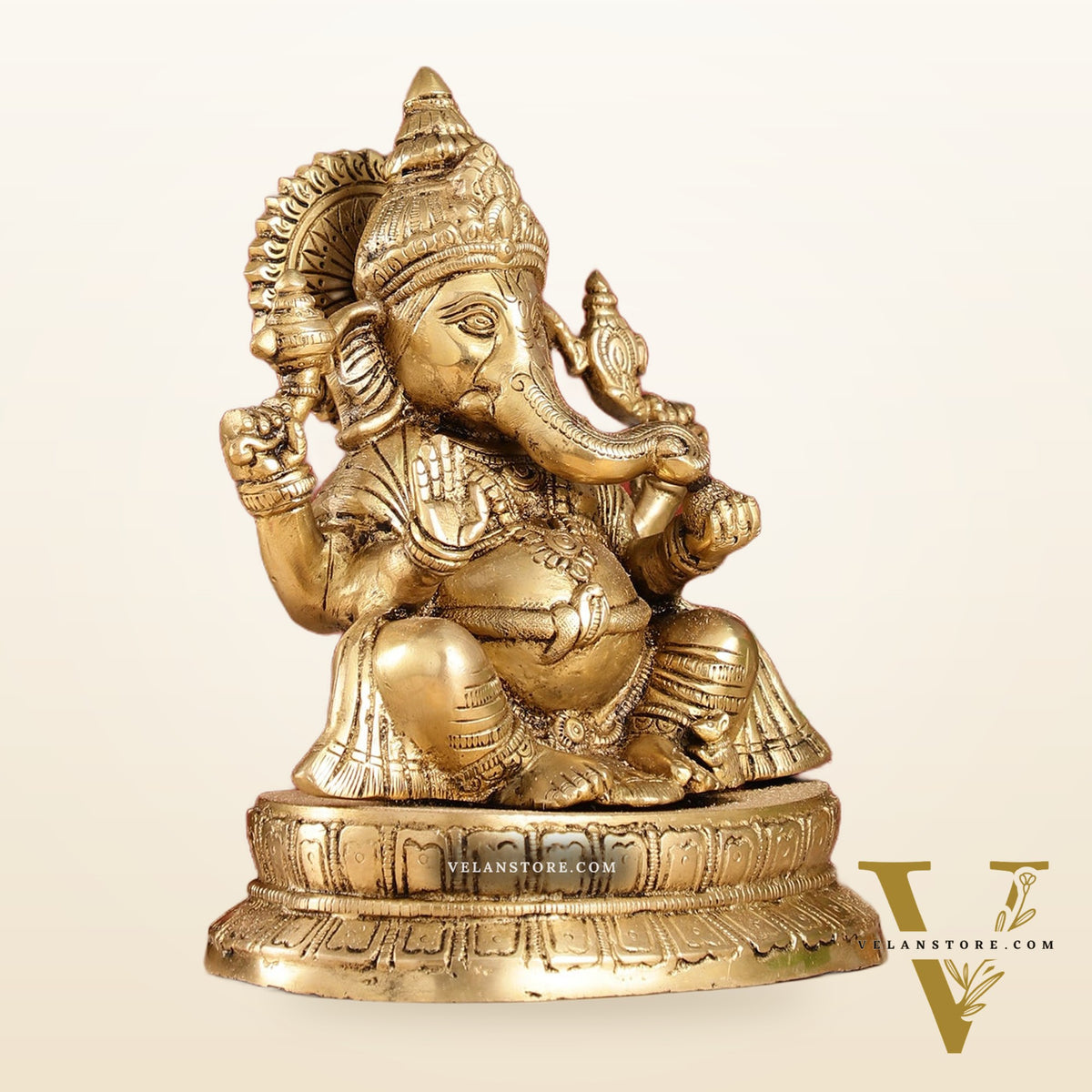 Exquisite 9-Inch Brass Lord Ganapati Idol - Handcrafted Superfine Artwork