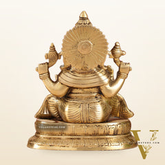 Exquisite 9-Inch Brass Lord Ganapati Idol - Handcrafted Superfine Artwork