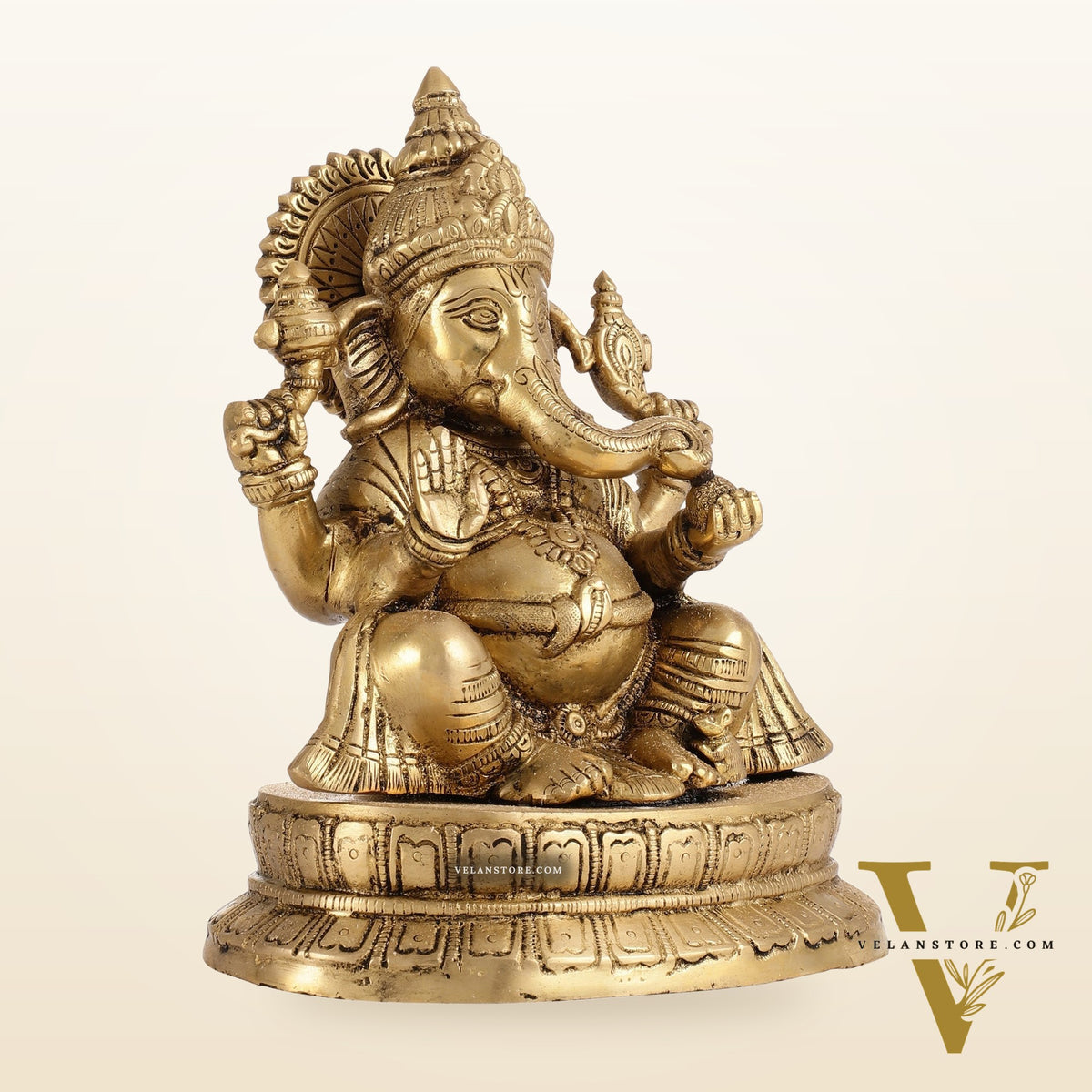 Exquisite 9-Inch Brass Lord Ganapati Idol - Handcrafted Superfine Artwork