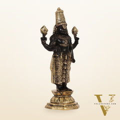 Exquisite Black & Gold Brass Tirupati Balaji Statue | 12" Height | Divine Elegance